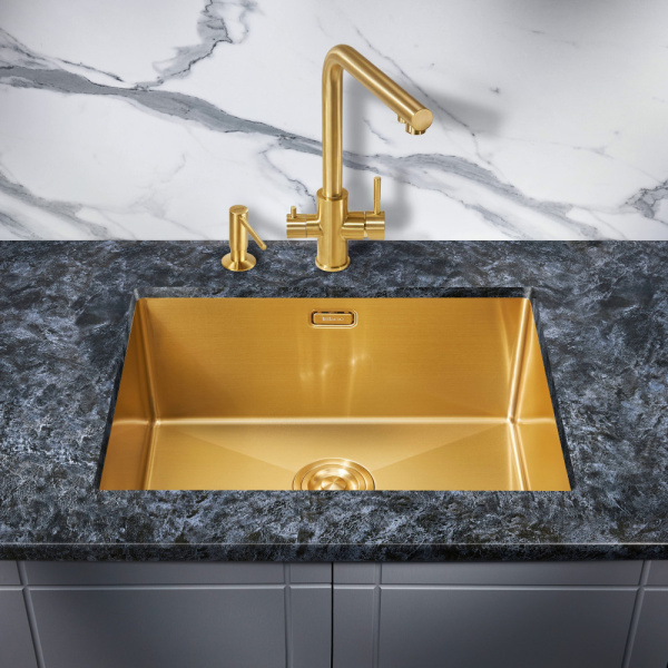 Мойка для кухни из нержавеющей стали Milacio Denia 58 MC.77458 58x44 брашированное золото фото