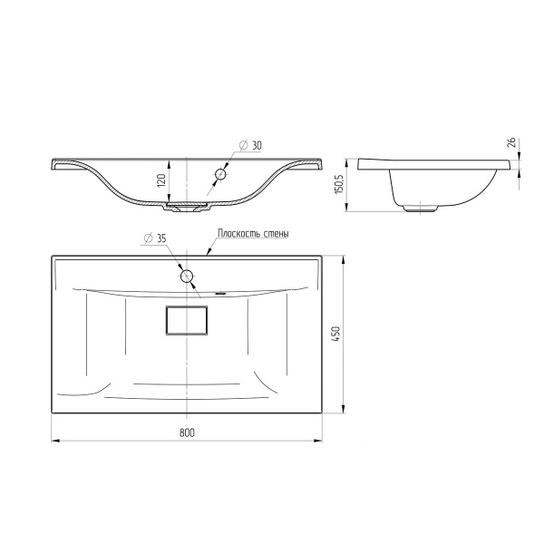 Раковина Vincea VCB-3M800W 80 см фото