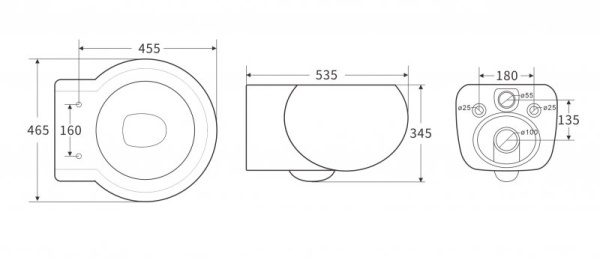 Подвесной унитаз со смывом торнадо Cezares Grande CZR-308-TH-TOR/SC фото