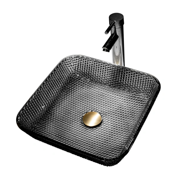 Накладная раковина стеклянная Abber Glas AK2311B 39x39 черная фото