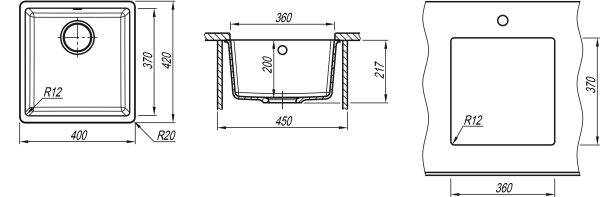 Кухонная мойка ВЕГА 360 Florentina 22.310.В0360 чёрный фото