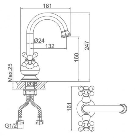 Смеситель для раковины двухвентильный D&K Hessen Hercules DA1422141 фото