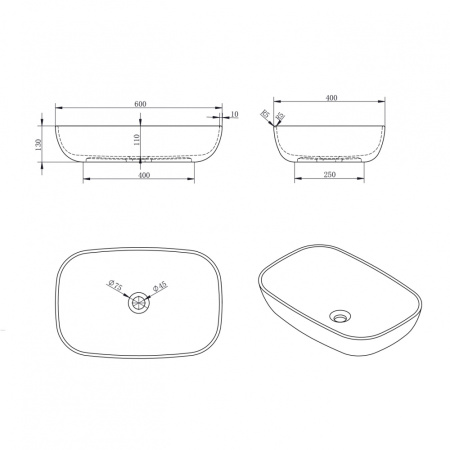 Накладная раковина Abber Stein AS2620 60x40 белая матовая фото
