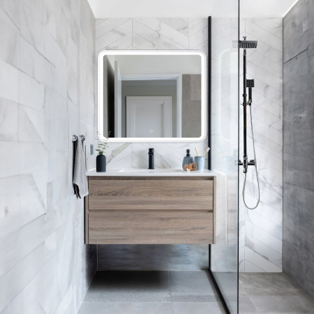 Зеркало с подсветкой Art&Max Genova AM-Gen-1000-800-DS-F-White 100x80 фото