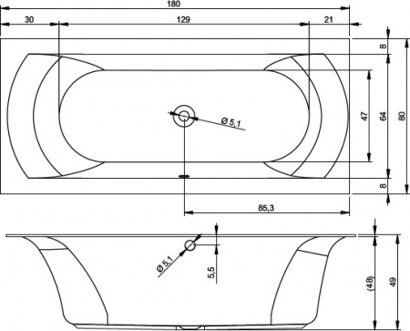 Акриловая ванна Riho Linares Velvet BT4610500000000 180x80 фото