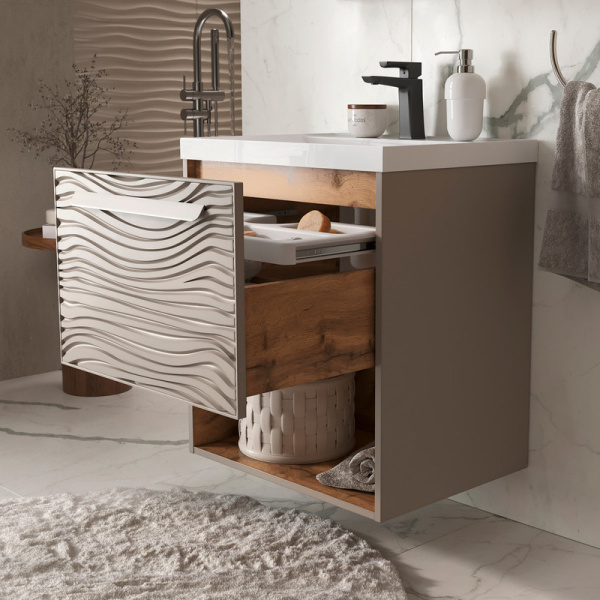 Тумба под раковину EQUIL Gleam 60 tpGLEAM60.1Y.N-25 tpGLEAM60.1Y.N-25 амарок/дуб вотан фото