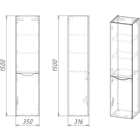Шкаф-пенал с бельевой корзиной Grossman Талис 303508 фото