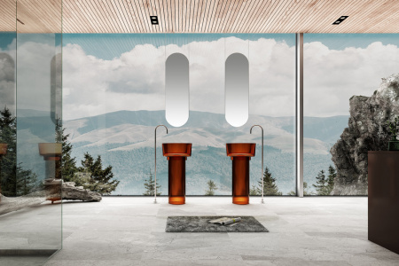 Напольная раковина из полиэфирной смолы Abber Kristall AT2702Opal фото