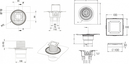 Душевой трап Berges Wasserhaus Zentrum Norma 090462 10x10 см с вертикальным сифоном фото