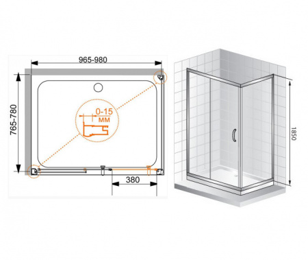 Душевой уголок Cezares Pratico PRATICO-AH-1-100/80-C-Cr 100х80 см фото