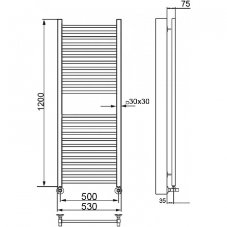 Водяной полотенцесушитель Ника Modern ЛМ 2 120/50 с вентилями фото