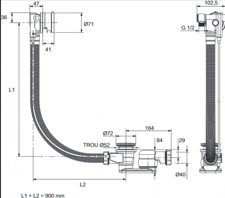 Слив-перелив для ванны Jacob Delafon Capsule E6D134-CP фото