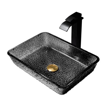 Накладная раковина стеклянная Abber Glas AK2313B 46x33 черная фото