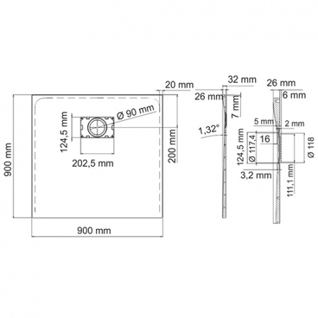 Поддон для душа WasserKRAFT Main 41T03 90х90 фото