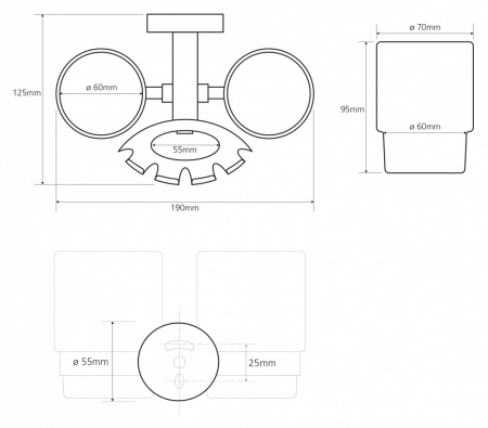 Стакан для зубных щеток с держателем зубных щеток Bemeta Omega 104110042 фото