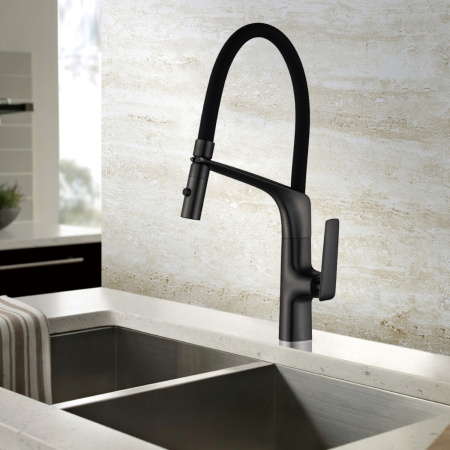 Смеситель для кухни Vincea VKF-115MB черный матовый фото