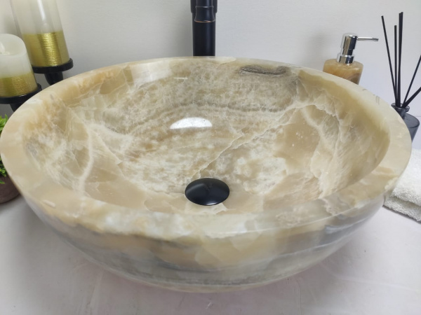 Накладная раковина из оникса Indo Bowl Yellow Medium BO-00030 фото