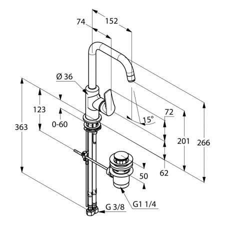 Высокий смеситель для раковины Kludi Tercio 380230575 фото