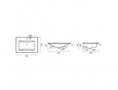 Раковина Raval Quadro 75 QDR75SLWB01 фото
