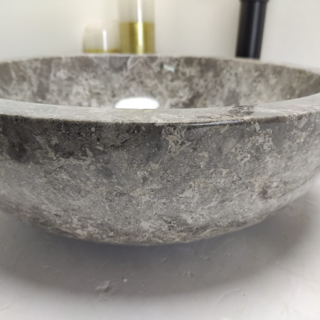 Накладная раковина из мрамора Bowl Grey Medium BM-00577 (3cm) (45*45*17см) фото