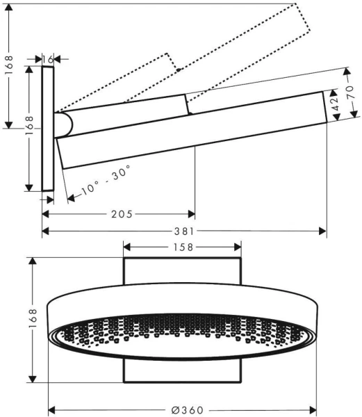 Верхний тропический душ Hansgrohe Rainfinity 360 1jet 26230700 белый фото
