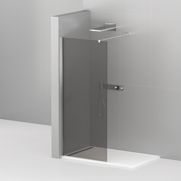 Душевая перегородка Cezares Liberta LIBERTA-L-1-120-120-GR-Cr стекло графит, профиль хром фото