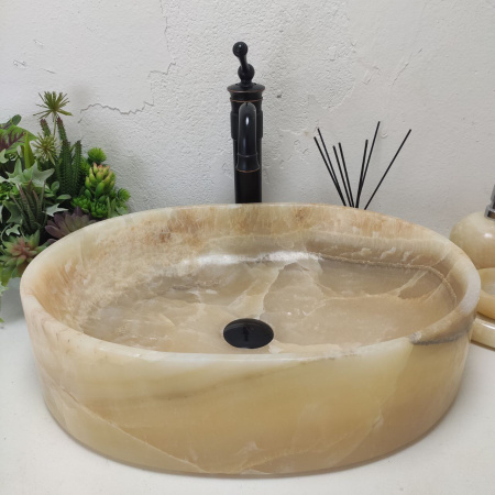 Накладная раковина из оникса Oval Yellow OY-01579 (53*38*14) фото