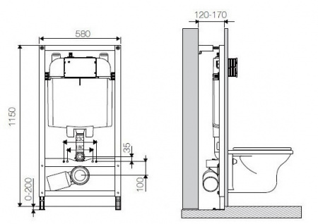 Инсталляция для подвесного унитаза Oli 74 601801 механическая фото
