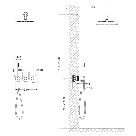 Душевая система скрытого монтажа Timo Saona SX-2359/17SM матовое золото фото