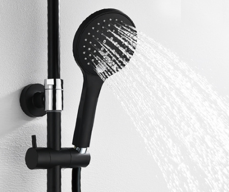 Душевая стойка с тропическим душем WasserKRAFT Elbe A17401 черная матовая фото