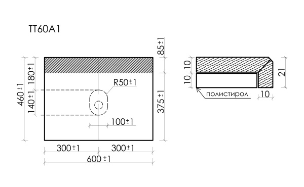 Столешница с отверстием под смеситель Sancos TT60A1X 60 см, black sky фото