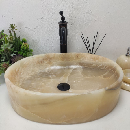 Накладная раковина из оникса Oval Yellow OY-01579 (53*38*14) фото