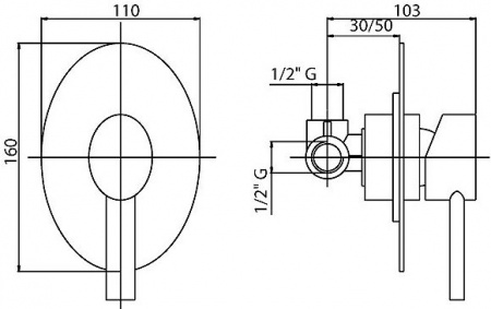 Смеситель для душа Cezares Over OVER-DIM-01-Cr (с внутренней частью) фото