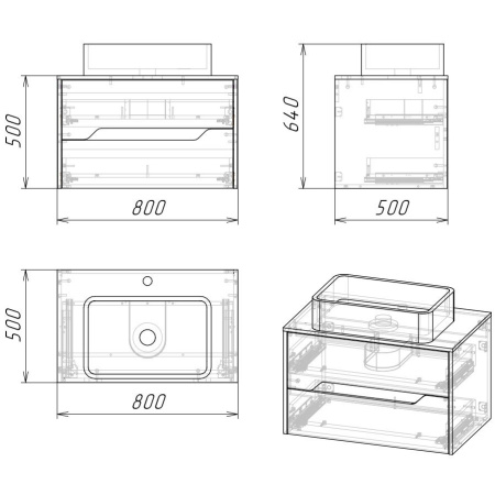 Тумба под накладную раковину Grossman Лайф-80 108015 фото