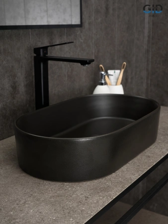Накладная раковина GID N9020bg 53379 52x30 черный графит фото