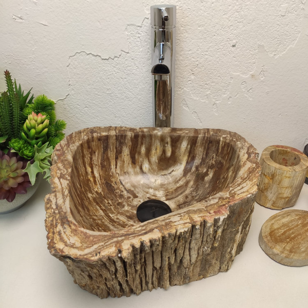 Накладная раковина из окаменелого дерева Fossil Basin OD-01244 (37*33*15) фото