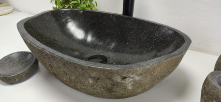 Накладная раковина из речного камня RS0872 (54*35*15) фото