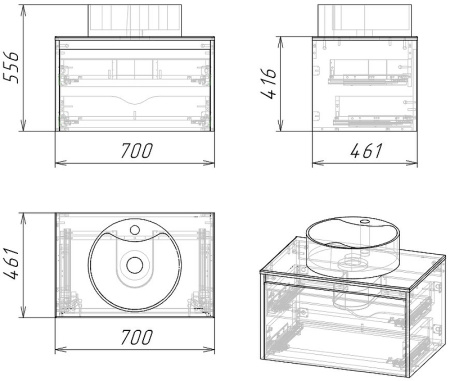 Тумба под накладную раковину Grossman Смарт 107009 фото