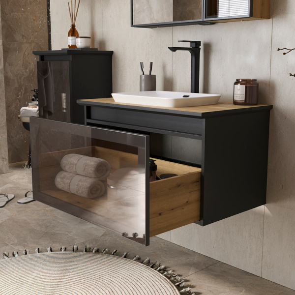 Тумба под накладную раковину EQUIL Strong 80 tpSTRONG80.1Y-35.36 дуб черный/дуб эвок фото