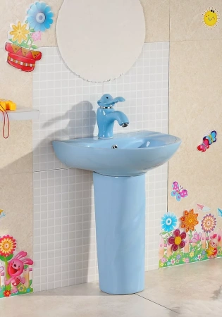 Детская раковина с пьедесталом GID Nb192-BU 69910 43x36 голубая фото