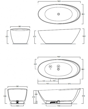 Ванна Simas Bohemien BOV1bi 190х88 см на ножках фото