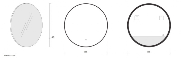 Зеркало с подсветкой Art&Max Sanremo AM-San-800-DS-F-Nero 80x80 фото