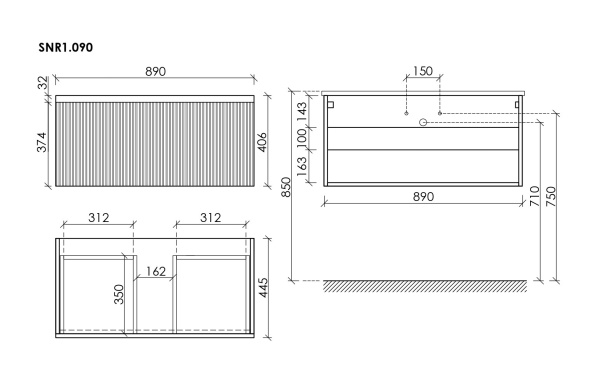 Тумба под раковину Sancos Snob R 1.0 SNR1.090W Bianco фото