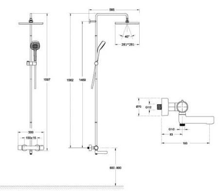 Душевая система с термостатом Jacob Delafon Atom E26238-CP фото