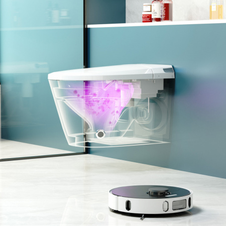 Электронный унитаз-биде импульсный Abber Bequem AC1119S с инсталляцией AC0101P2 фото