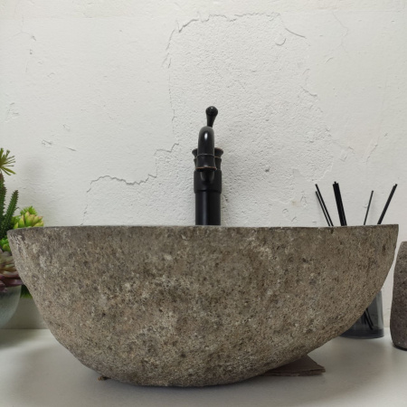 Накладная раковина из речного камня RS01461 (46*35*15) фото