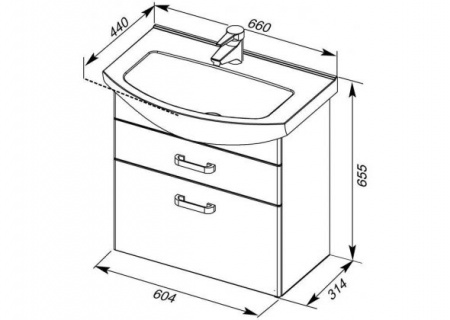 Тумба с раковиной Aquanet Ирис 65 00212660 фото