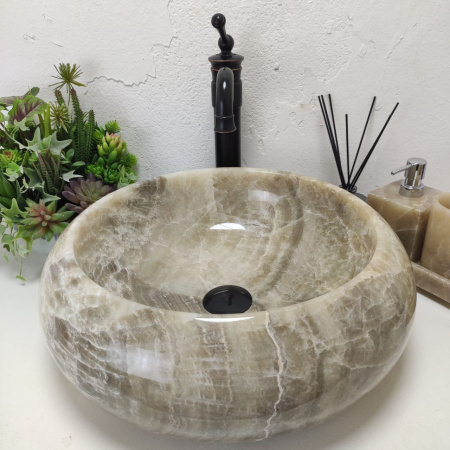 Накладная раковина из оникса Donut Grey Medium DO-01541 (45*45*15) фото