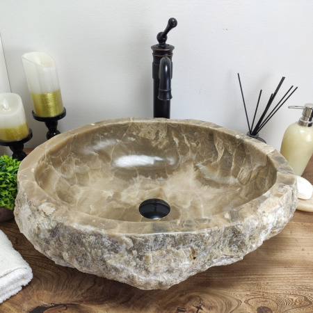 Накладная раковина из оникса Erozy Grey EO-00802 (52*42*15см) фото