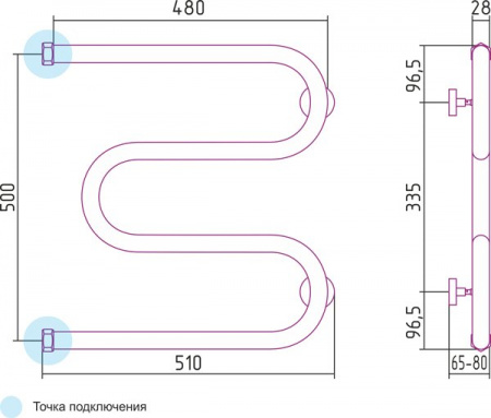 Водяной полотенцесушитель Сунержа М-образный 00-0007-5050 фото